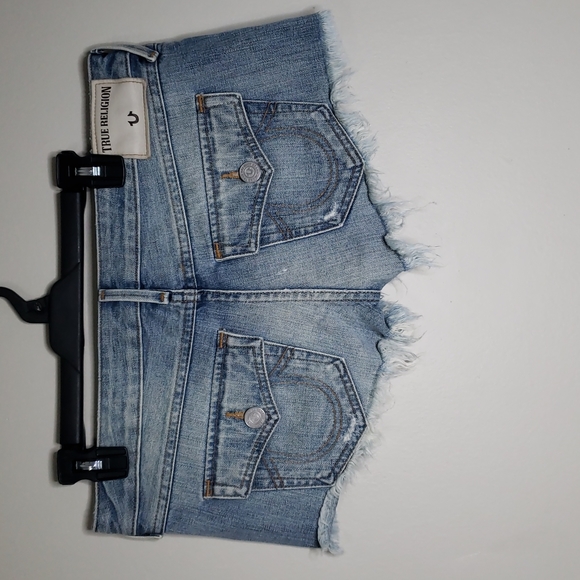 True Religion Joey Cut Off Short - 29 - Light Blue - Picture 8 of 8